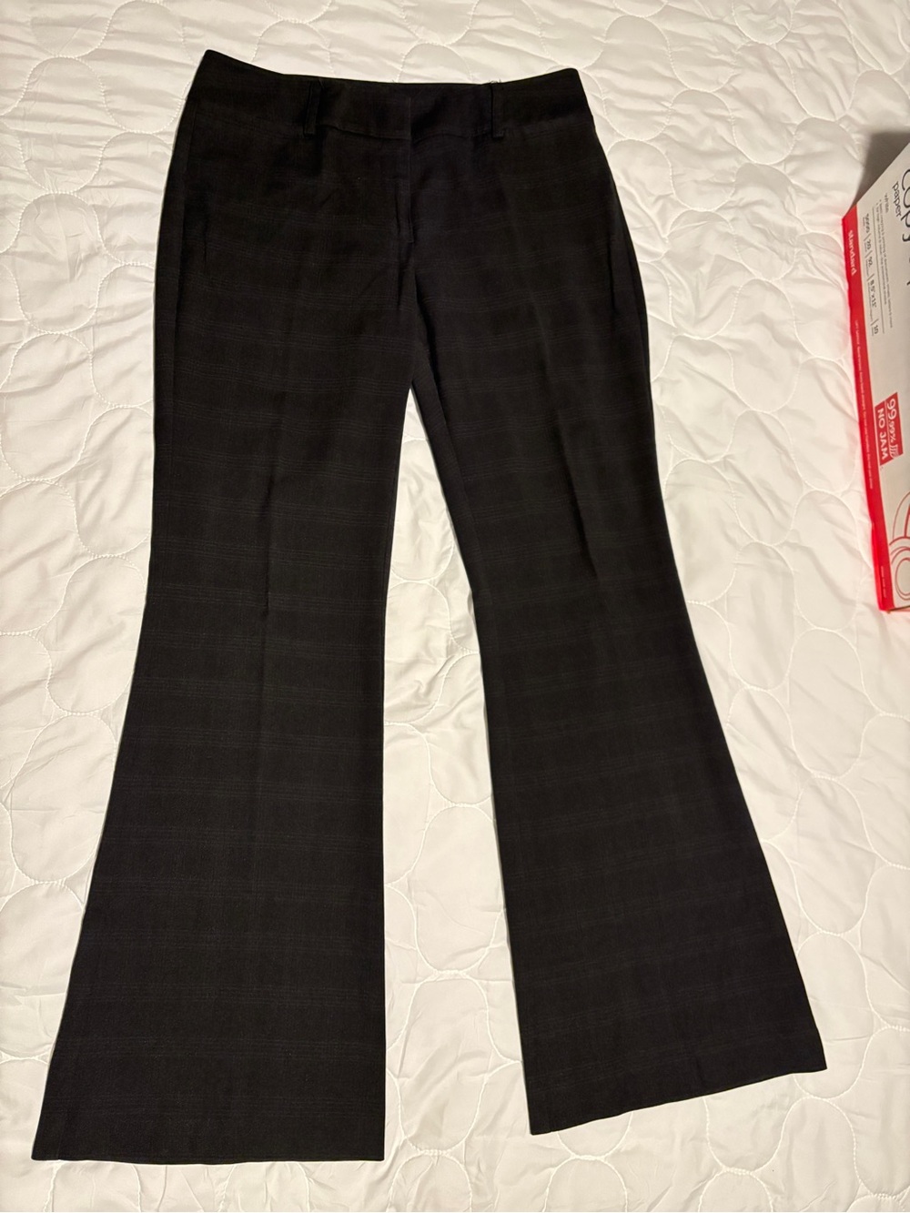 NEW YORK & CO Women's Black Plaid Dress Pants - Tailored Flare